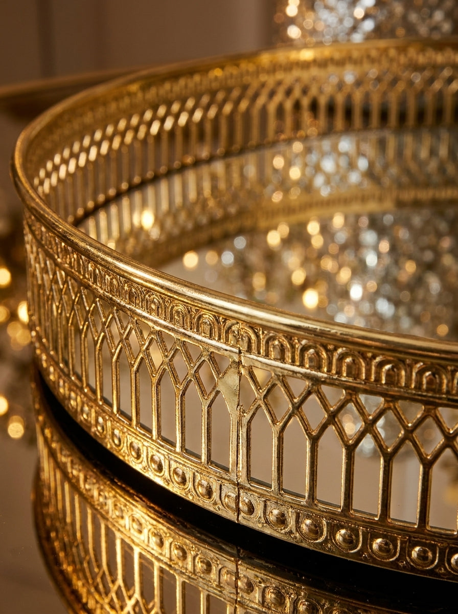 Golden Mirror Dekoratif Aynalı Tepsi