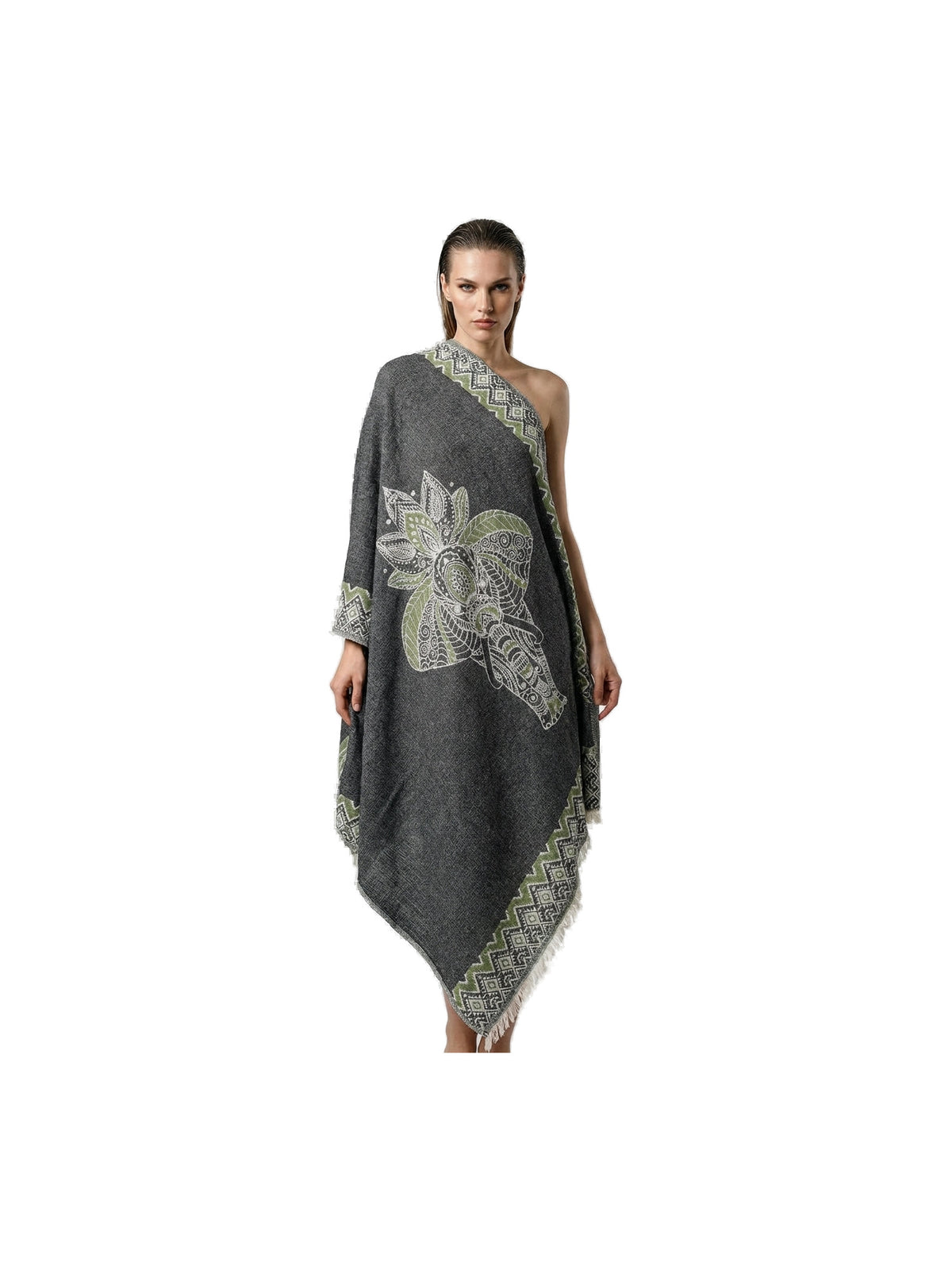 Green-Black Elephant Kimono