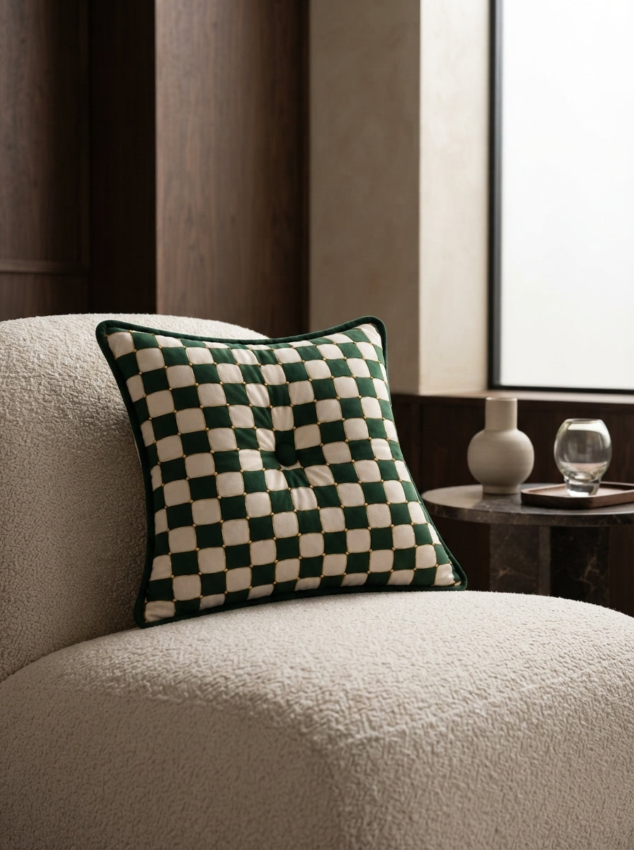 Damier Dekoratif Yastık – Verde