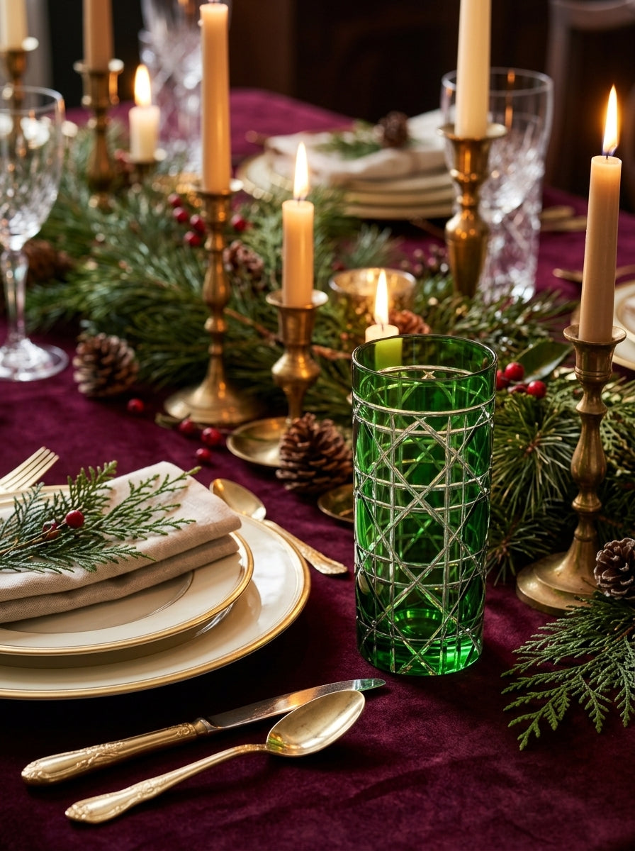 Vetro Christmas Emerald Uzun Su Bardağı