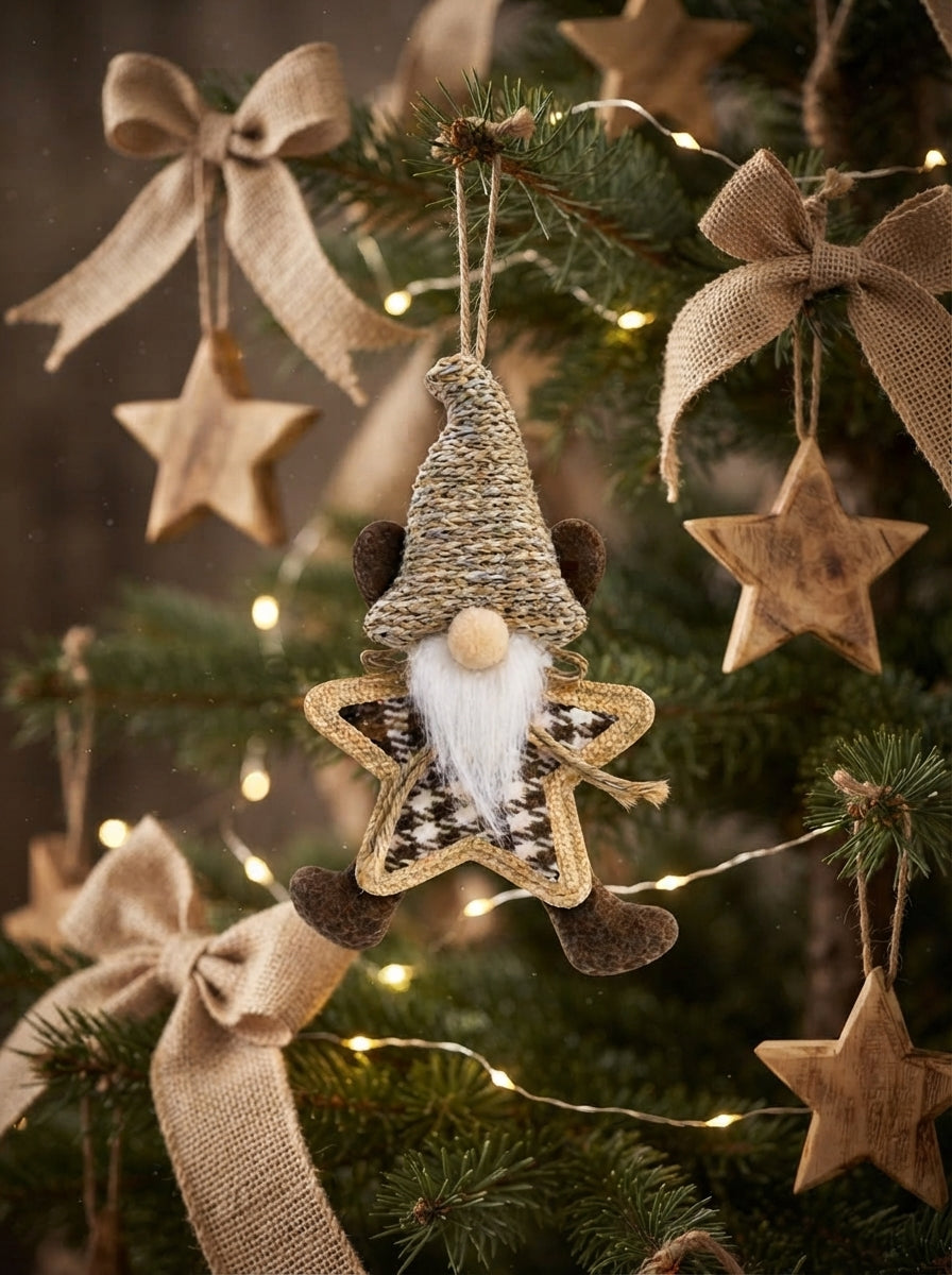 Golden Star Christmas Gnome Peluş Yılbaşı Ağaç Süsü