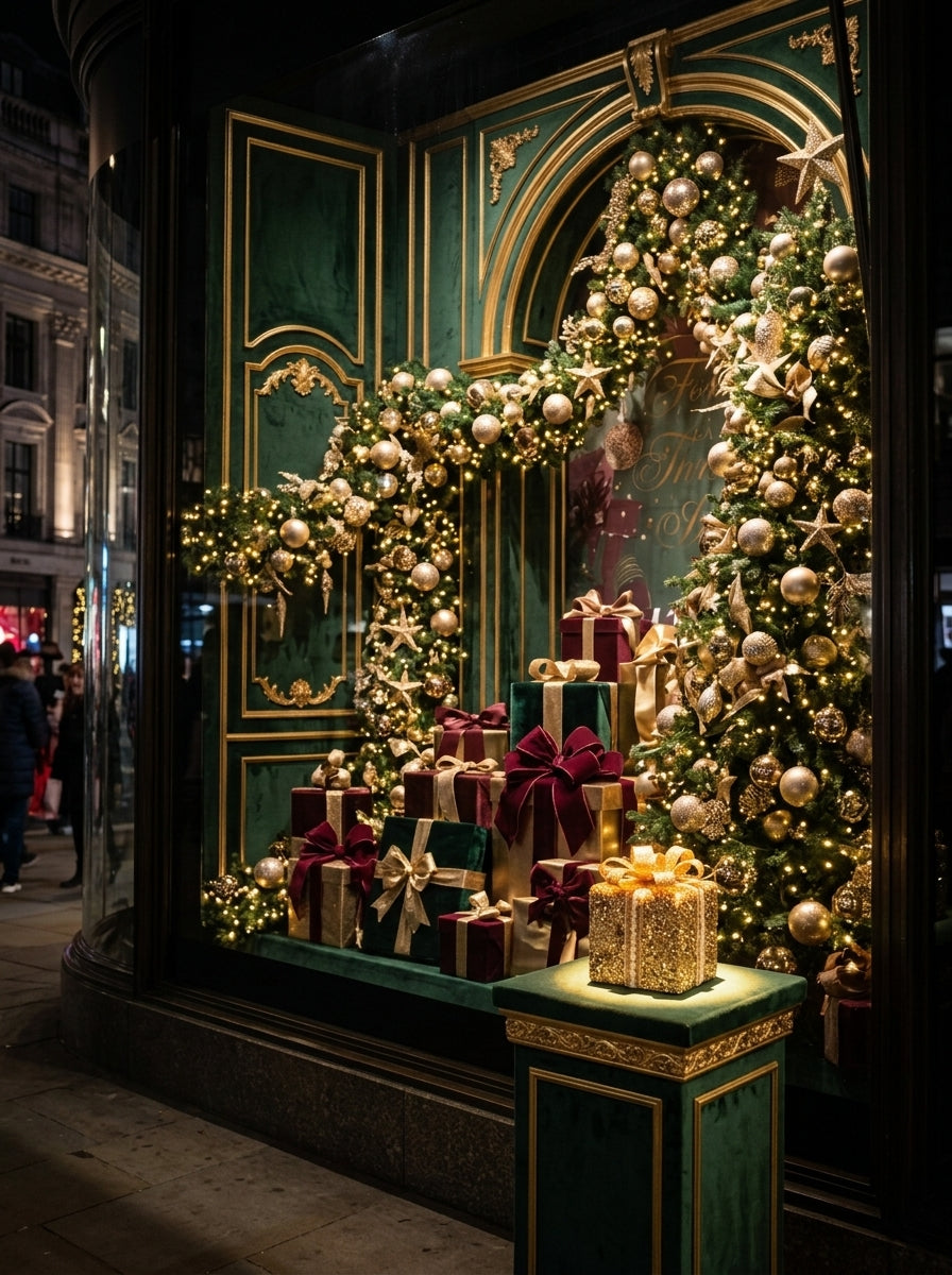 Golden Christmas Gift – Işıltılı Gold Fiyonklu Dekoratif Yılbaşı Hediye Paketi