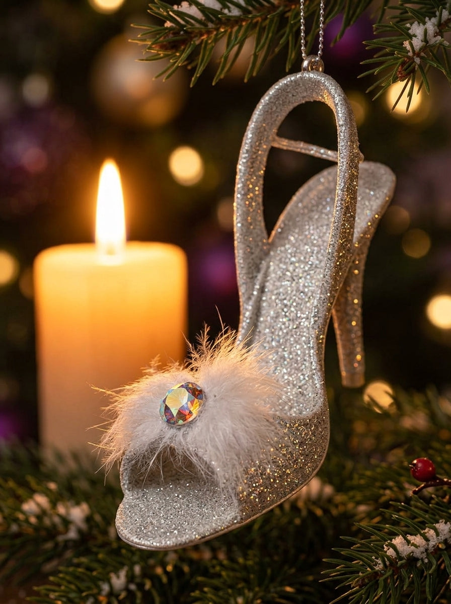 Crystal Cinderella Silver Stiletto Yılbaşı Ağacı Süsü