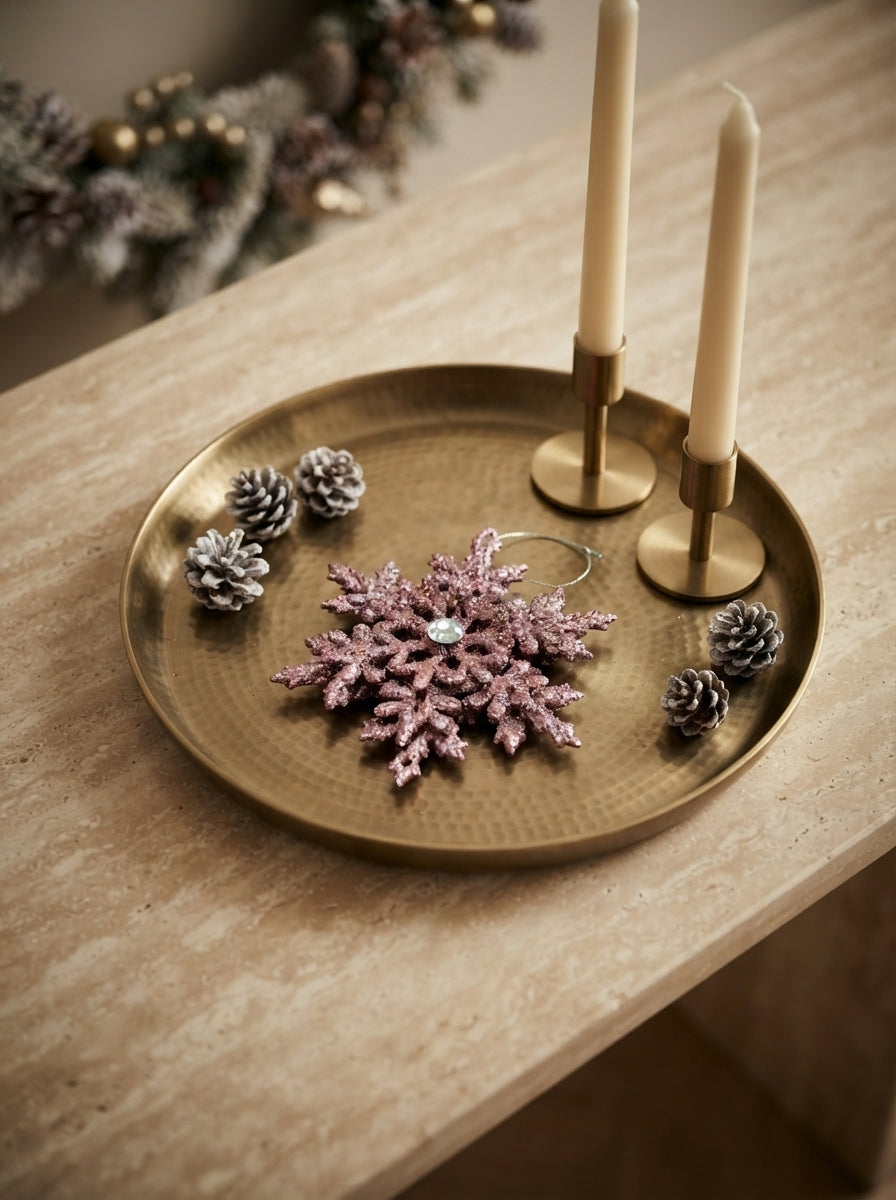 Rose Crystal Snowflake Yılbaşı Ağaç Süsü - 12 CM