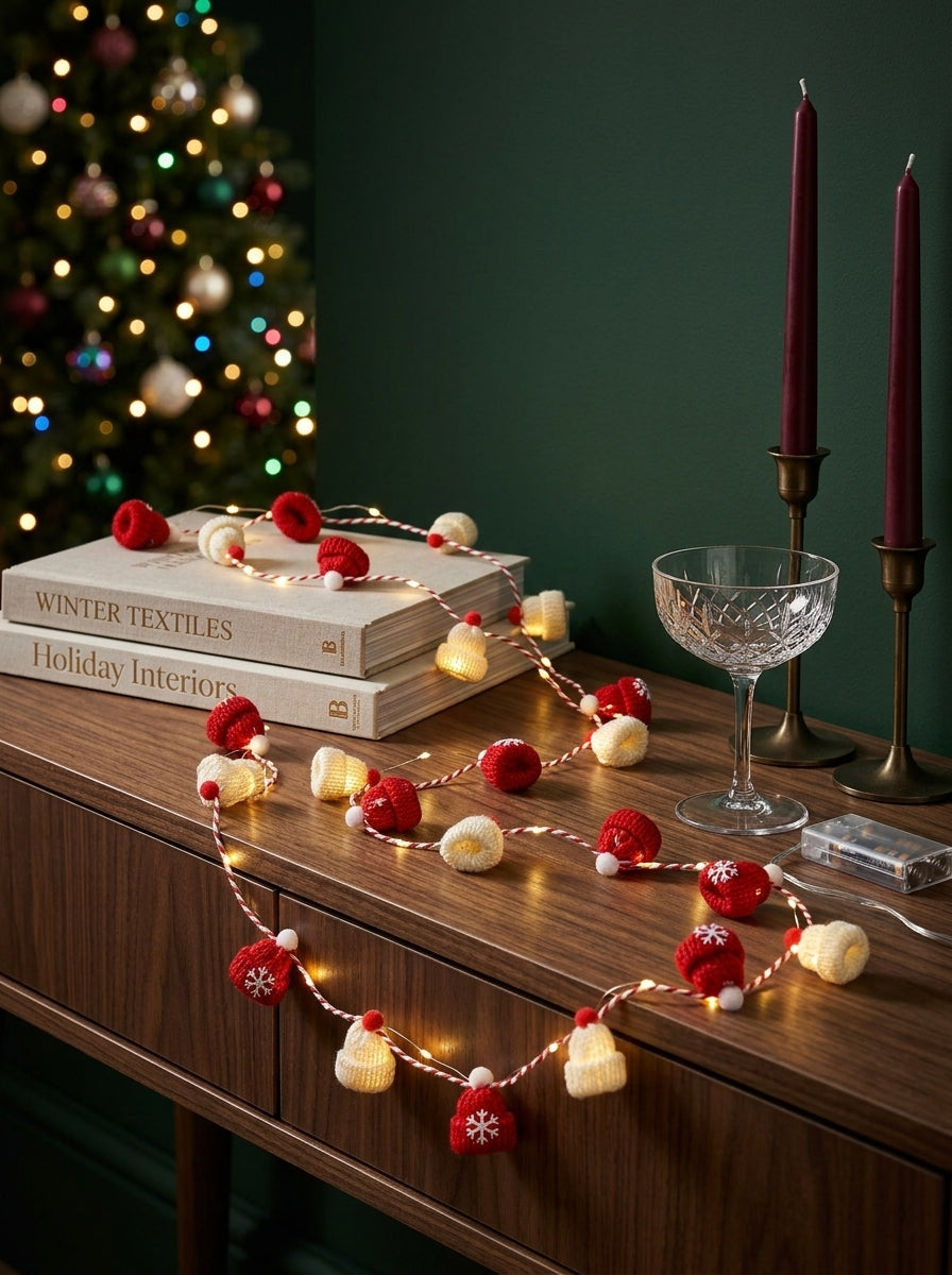 Cozy Christmas 20 LED Örgü Şapkalı Dekoratif Işık Zinciri