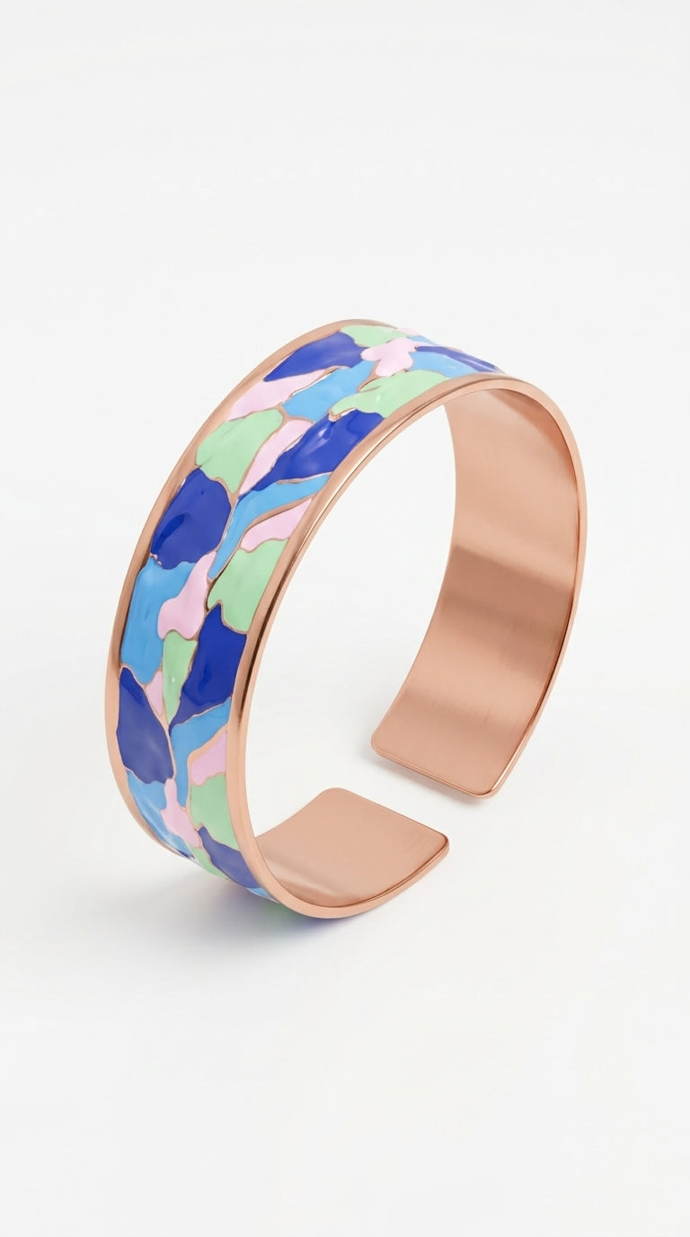 Enamel Bileklik Yüzük Set – Blue & Pink