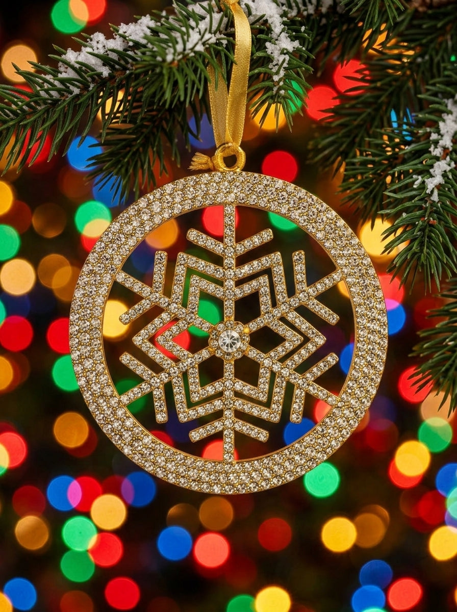 Golden Crystal Snowflake Yılbaşı Ağacı Süsü