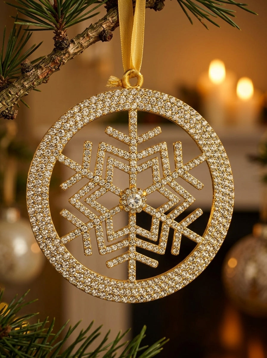 Golden Crystal Snowflake Yılbaşı Ağacı Süsü