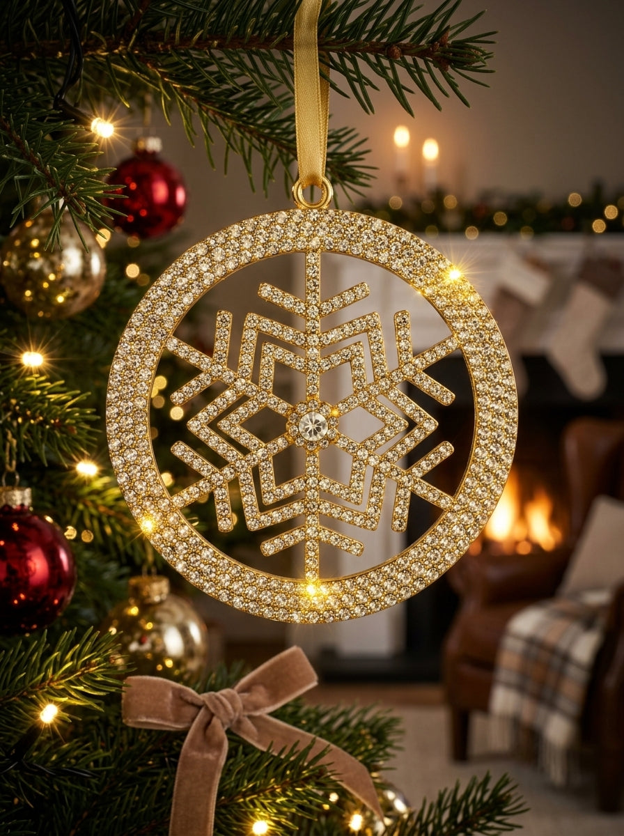 Golden Crystal Snowflake Yılbaşı Ağacı Süsü