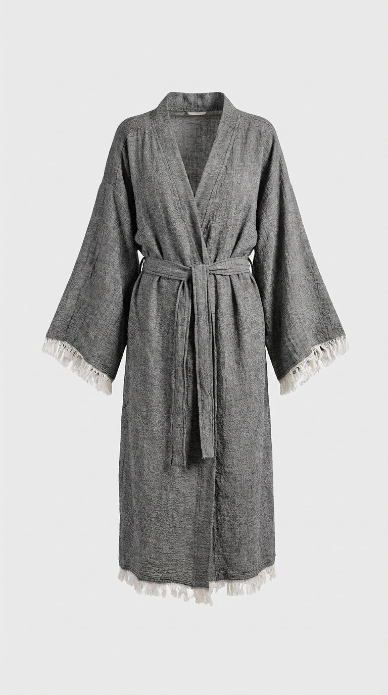 Grey Yırtmaçlı Kimono