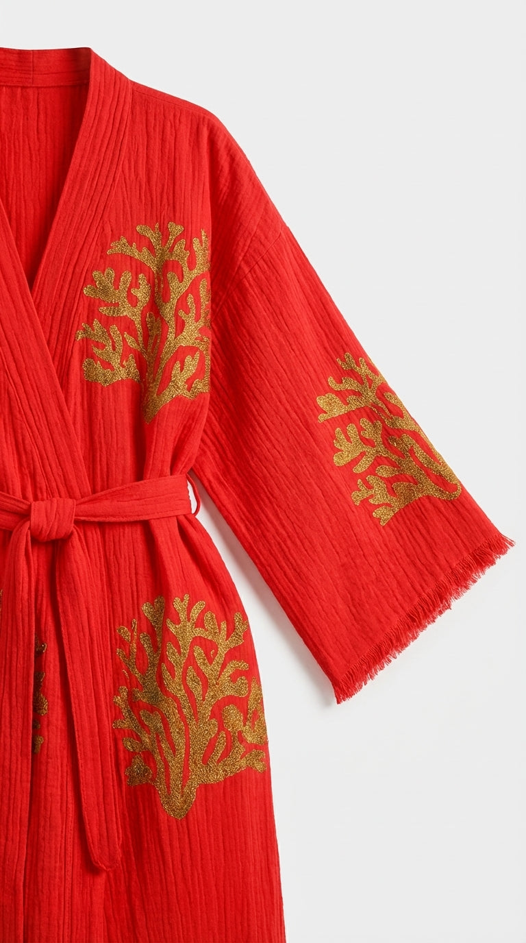 Red Ethereal Coral Kimono