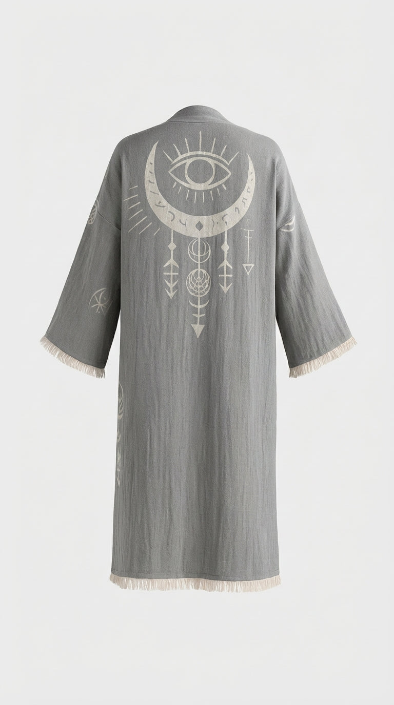 Gri Hilal Göz Kimono