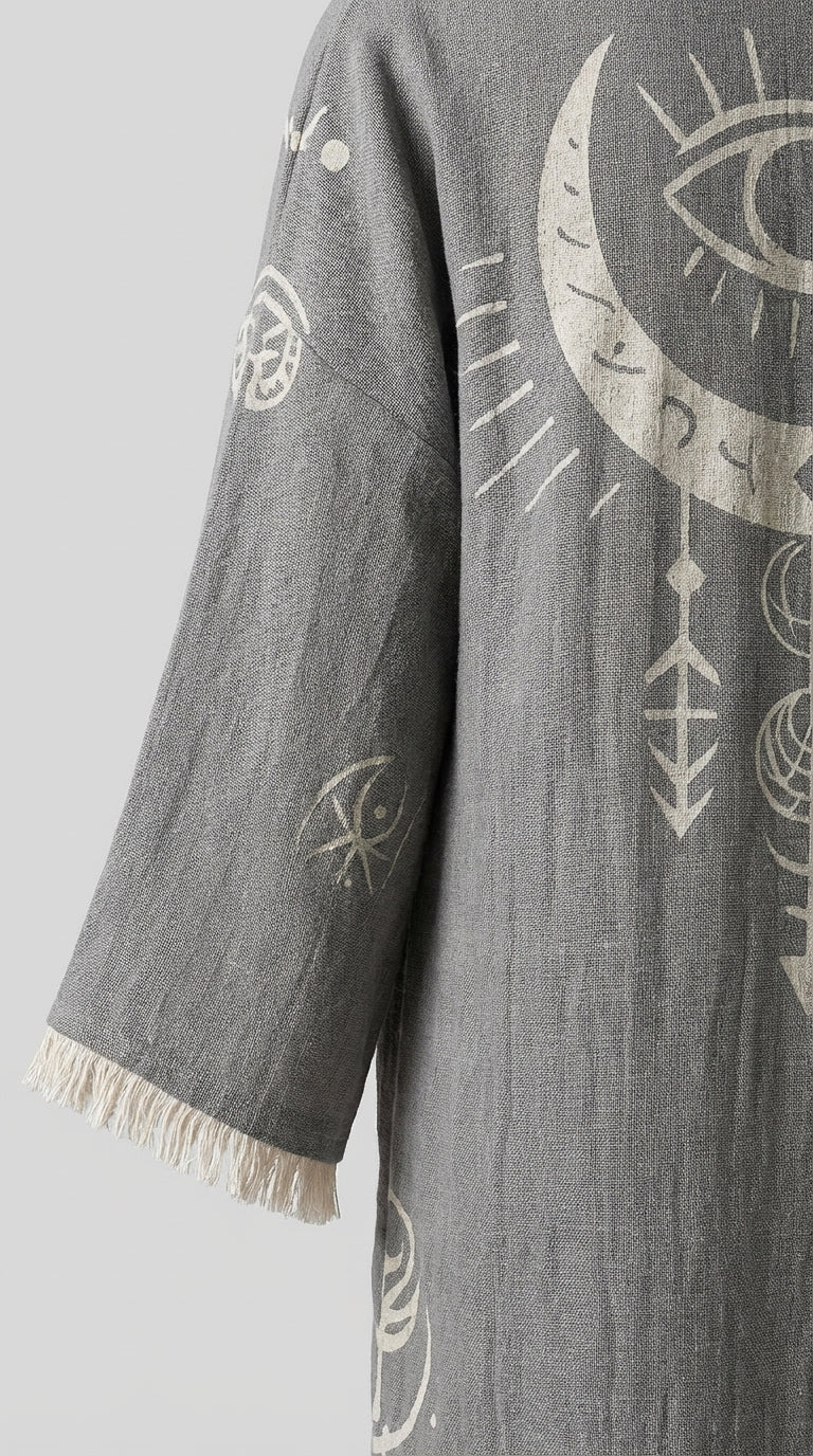Gri Hilal Göz Kimono