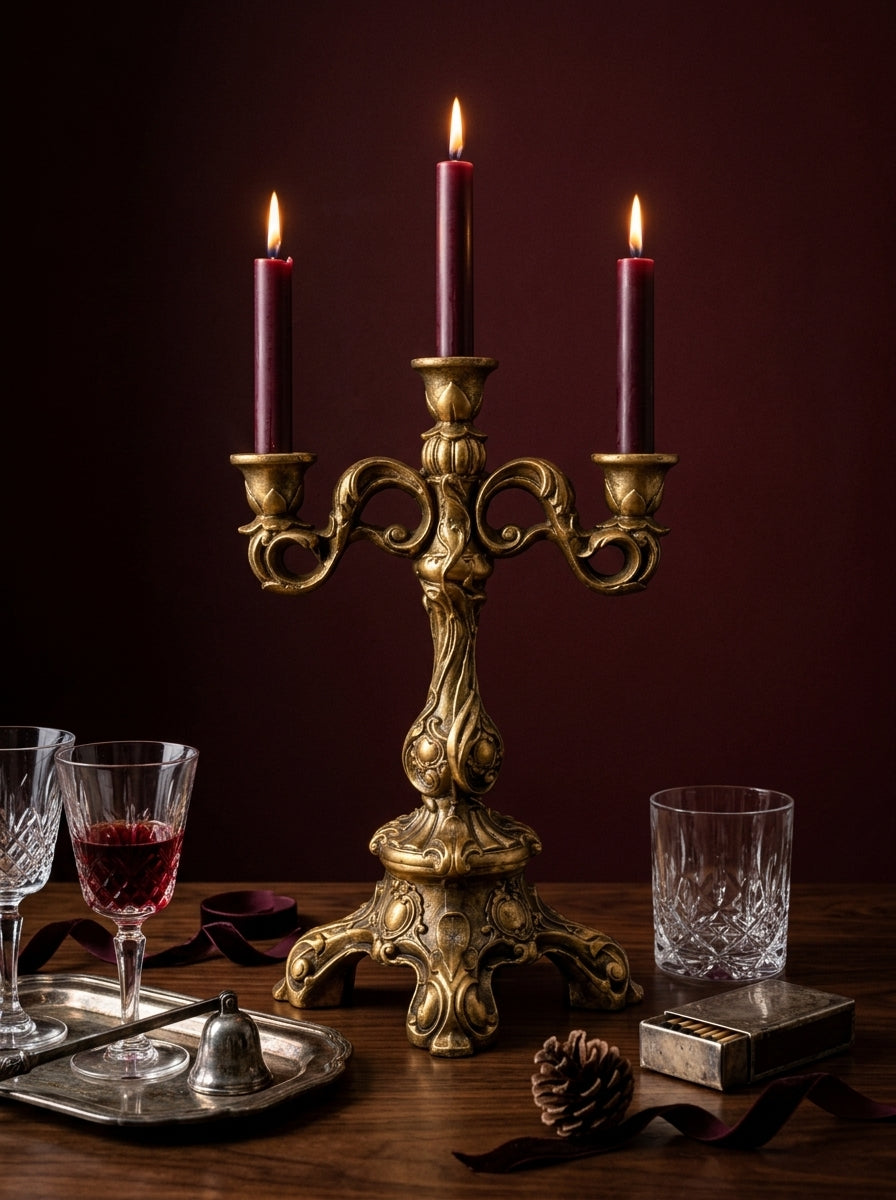 Royal Christmas El Yapımı Üçlü Gold Şamdan