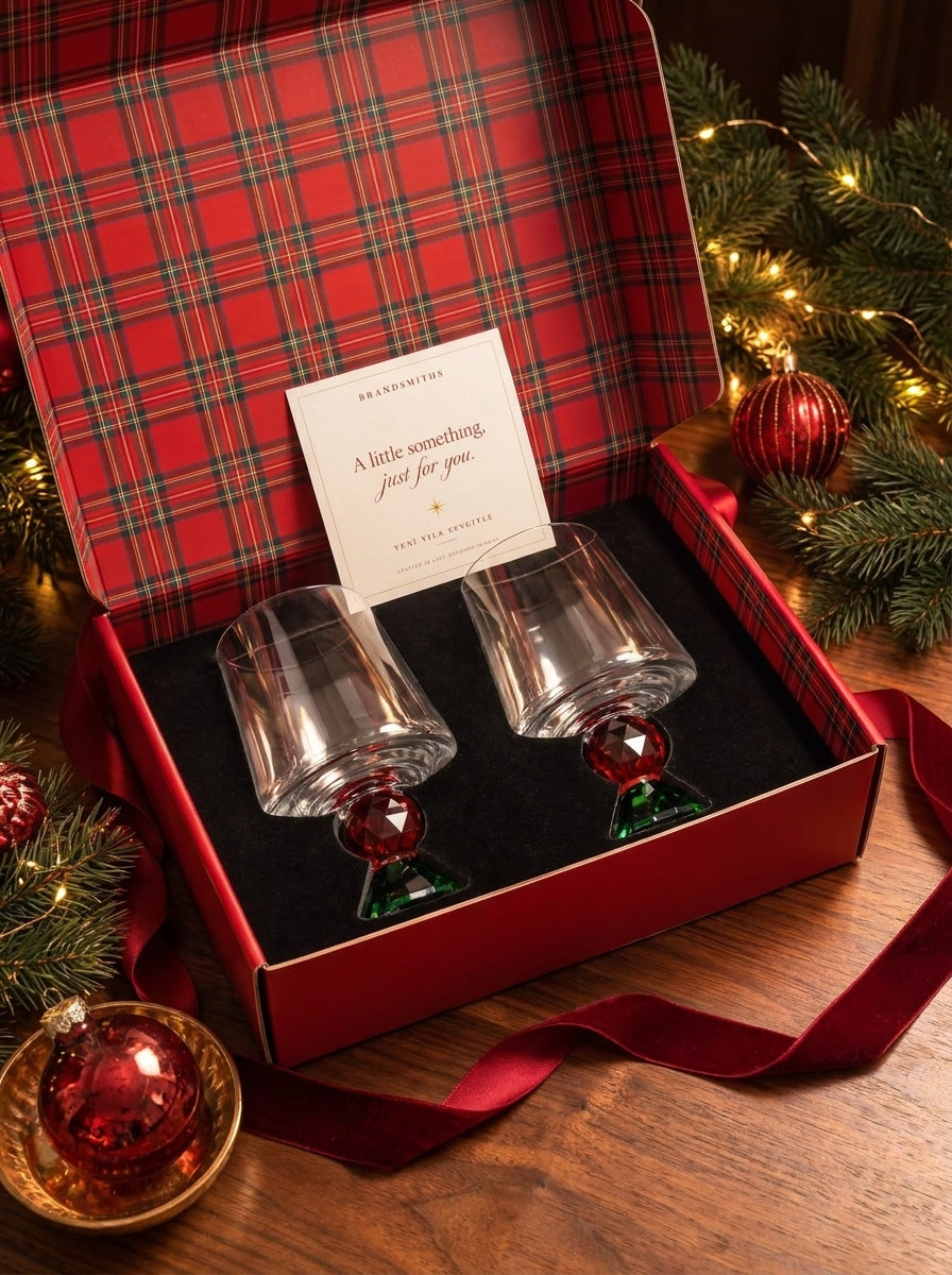 Christmas Classics – Ruby Emerald Lumi İkili Kristal Bardak Seti