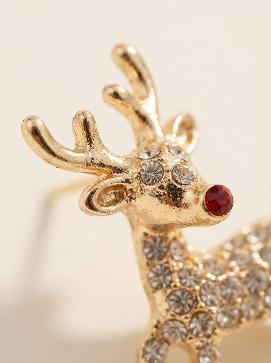 Rudolph Crystal Gold Ren Geyiği Küpe