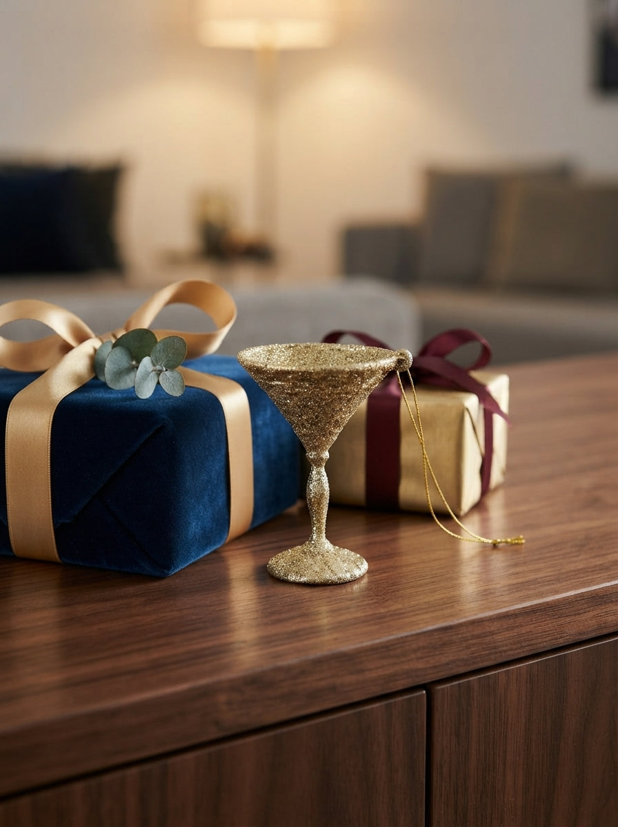 Champagne Martini Glass Yılbaşı Ağaç Süsü - 9 CM