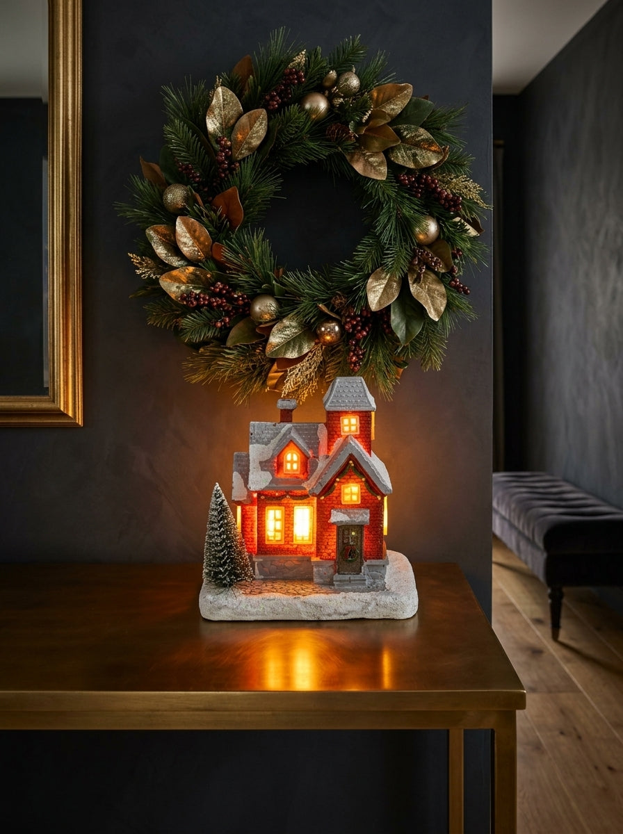 Christmas Village LED Işıklı Kırmızı Yılbaşı Evi