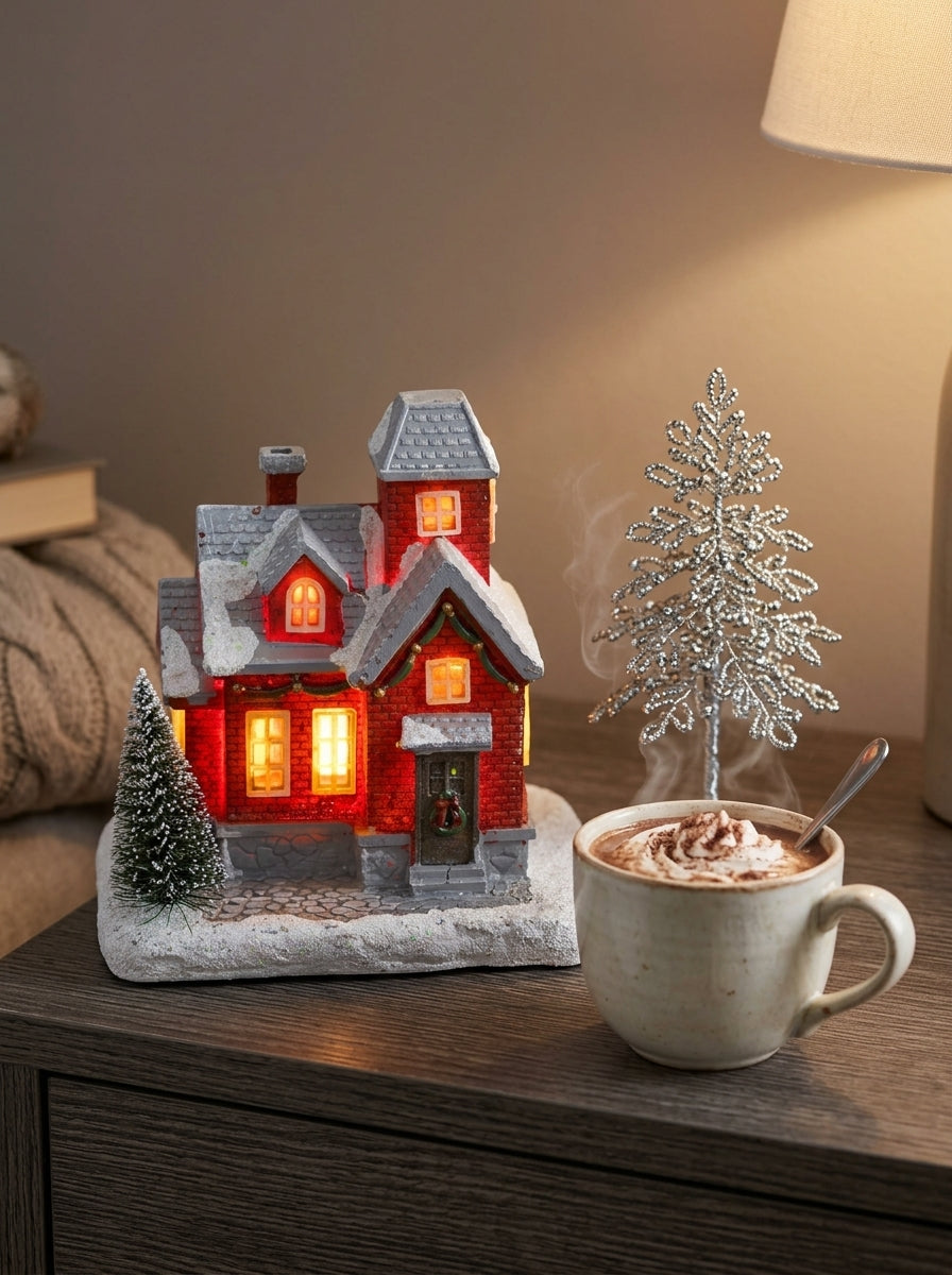 Christmas Village LED Işıklı Kırmızı Yılbaşı Evi