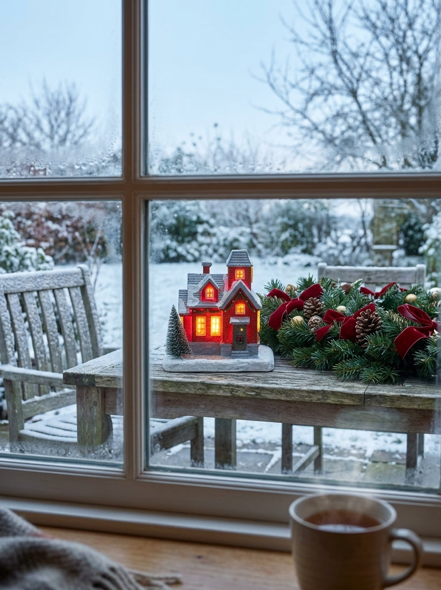 Christmas Village LED Işıklı Kırmızı Yılbaşı Evi