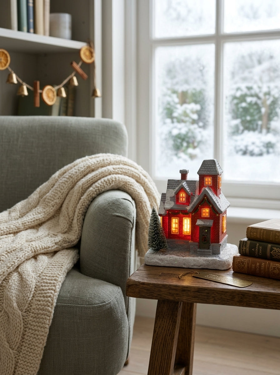 Christmas Village LED Işıklı Kırmızı Yılbaşı Evi