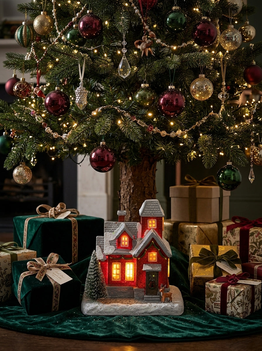 Christmas Village LED Işıklı Kırmızı Yılbaşı Evi