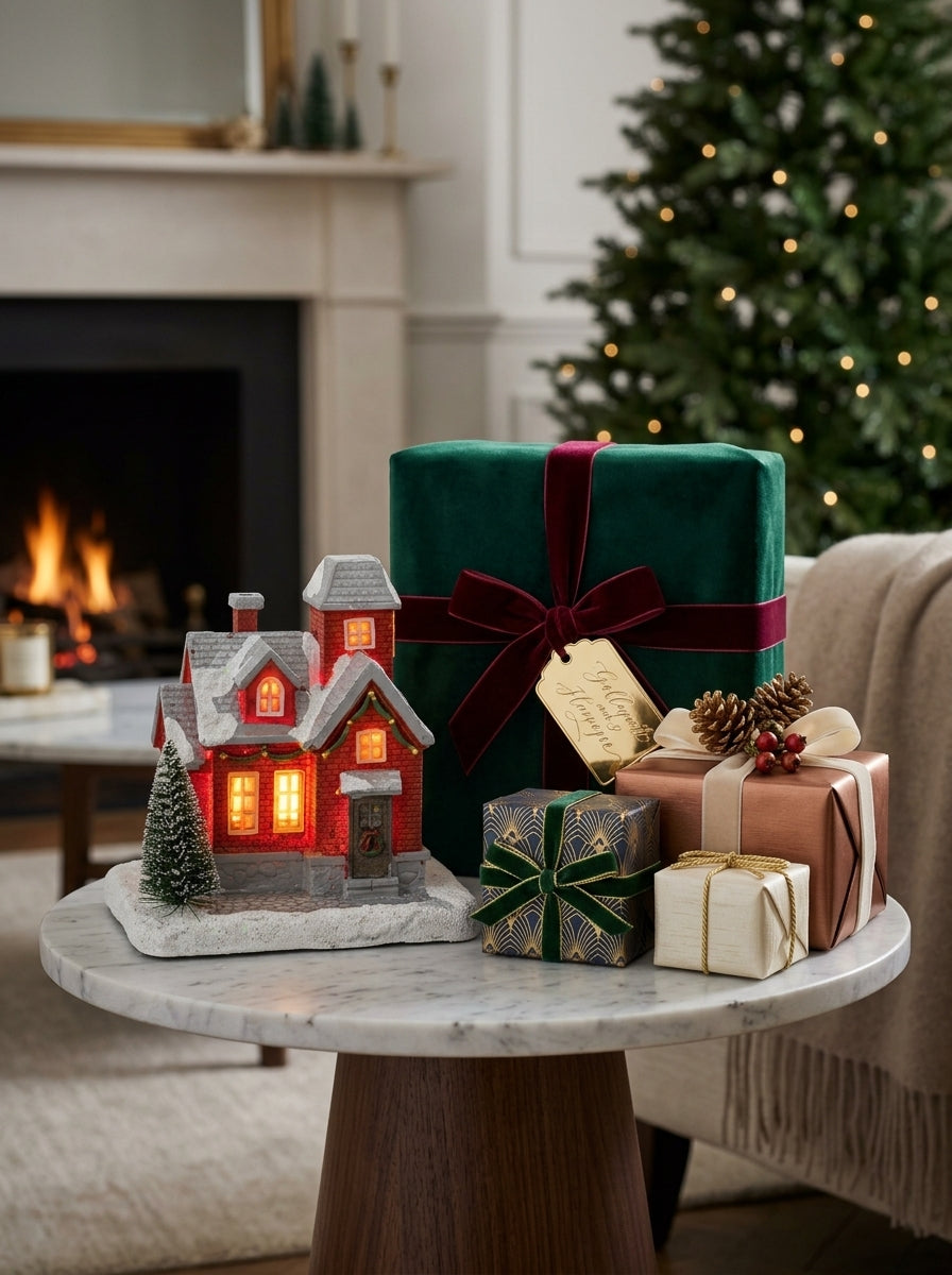 Christmas Village LED Işıklı Kırmızı Yılbaşı Evi