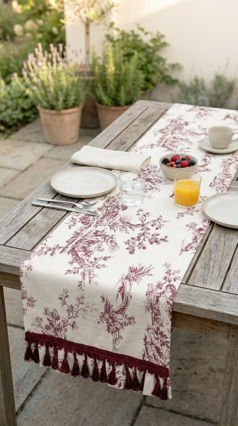 Toilea Burgundy Ruffle Runner