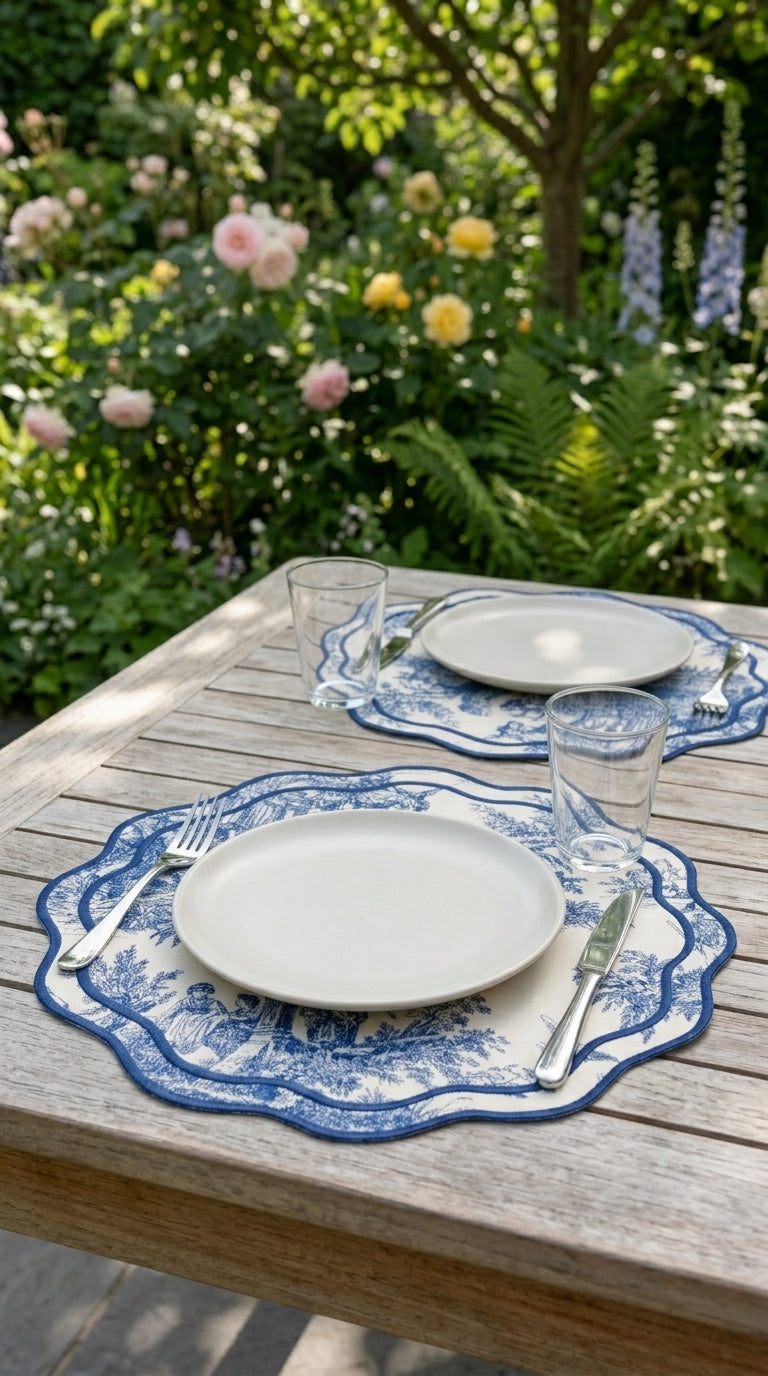 مفارش توال أزور (Toile Azure) للطاولات