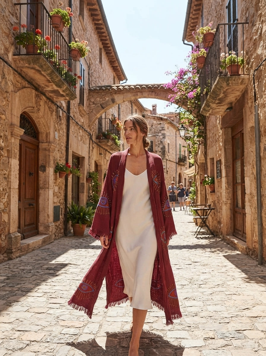 Burgundy VisionGuard Kimono