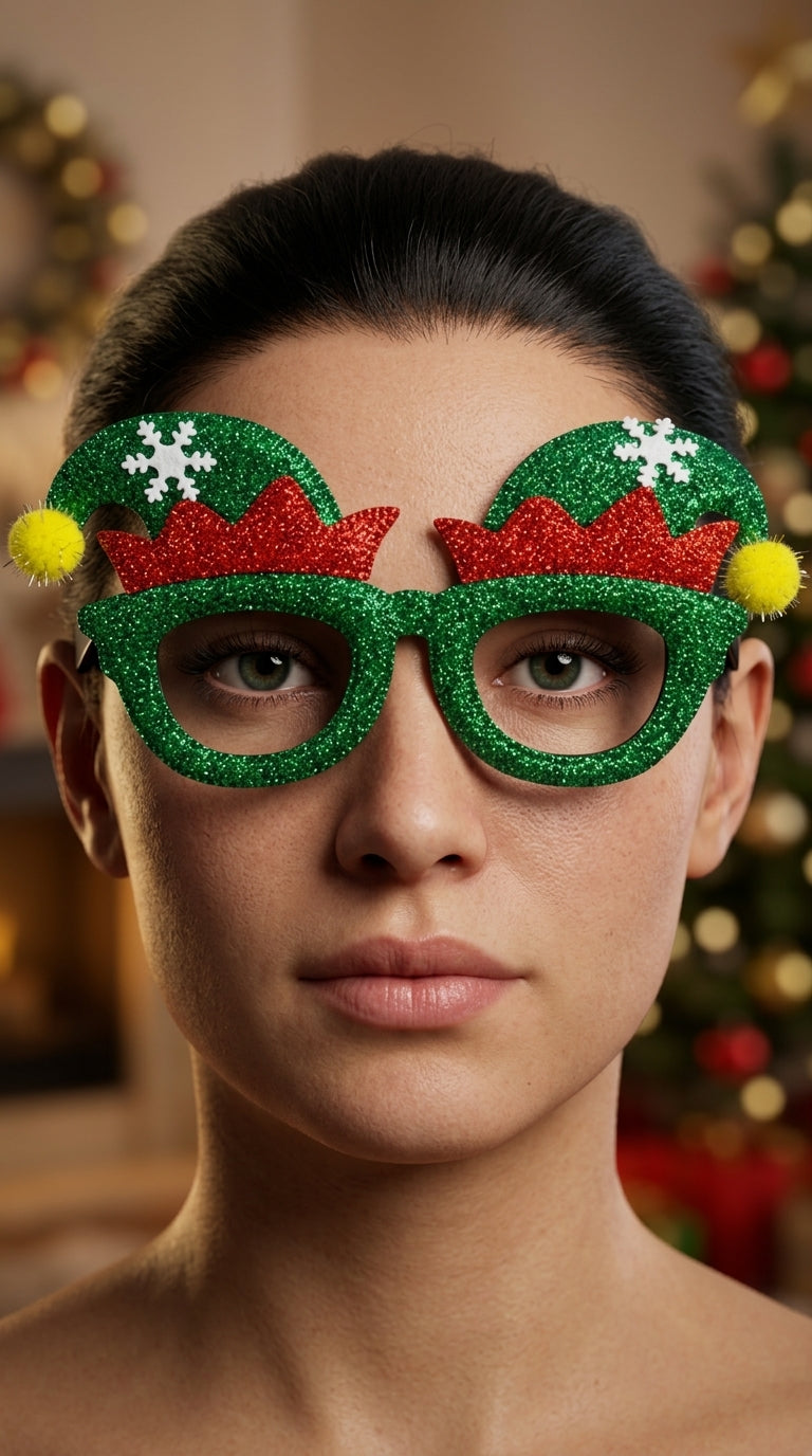 Christmas Elf Glitter Yılbaşı Parti Gözlüğü
