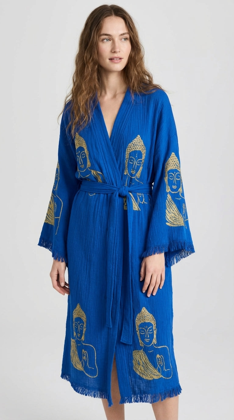 Blue Serenity Buddha Kimono