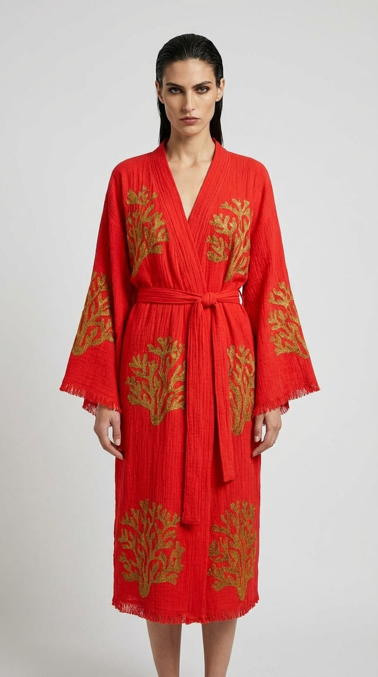 Red Ethereal Coral Kimono