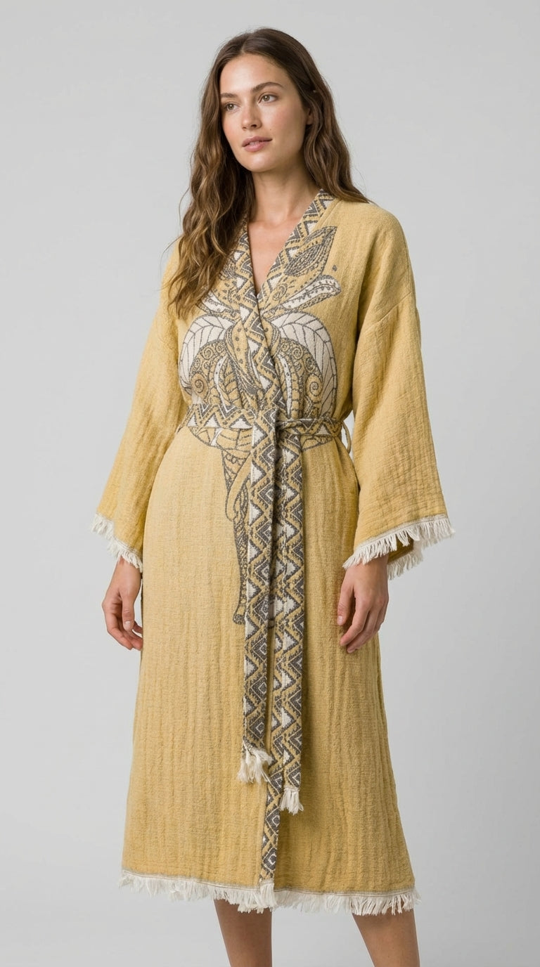 Yellow Elephant Kimono