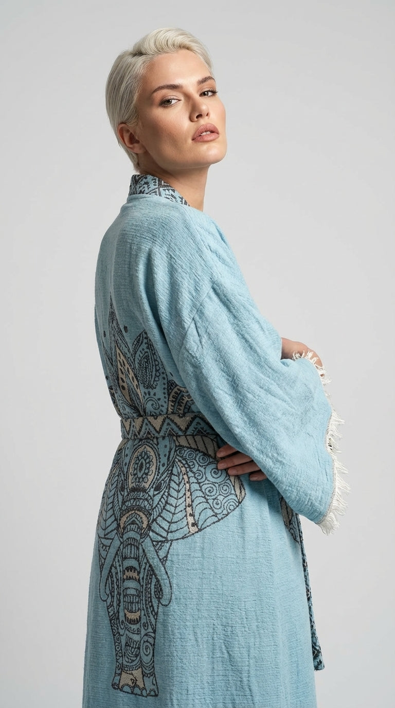 Blue Elephant Kimono