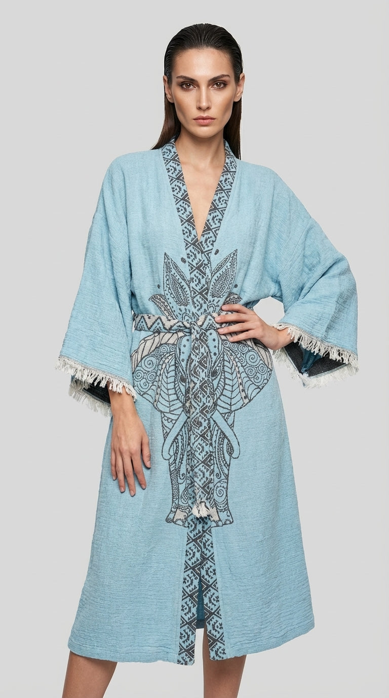Blue Elephant Kimono