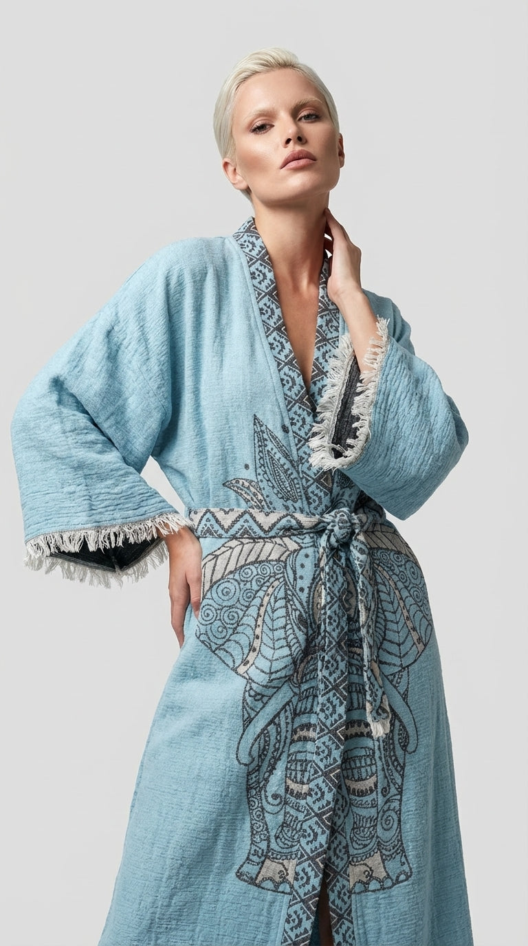 Blue Elephant Kimono