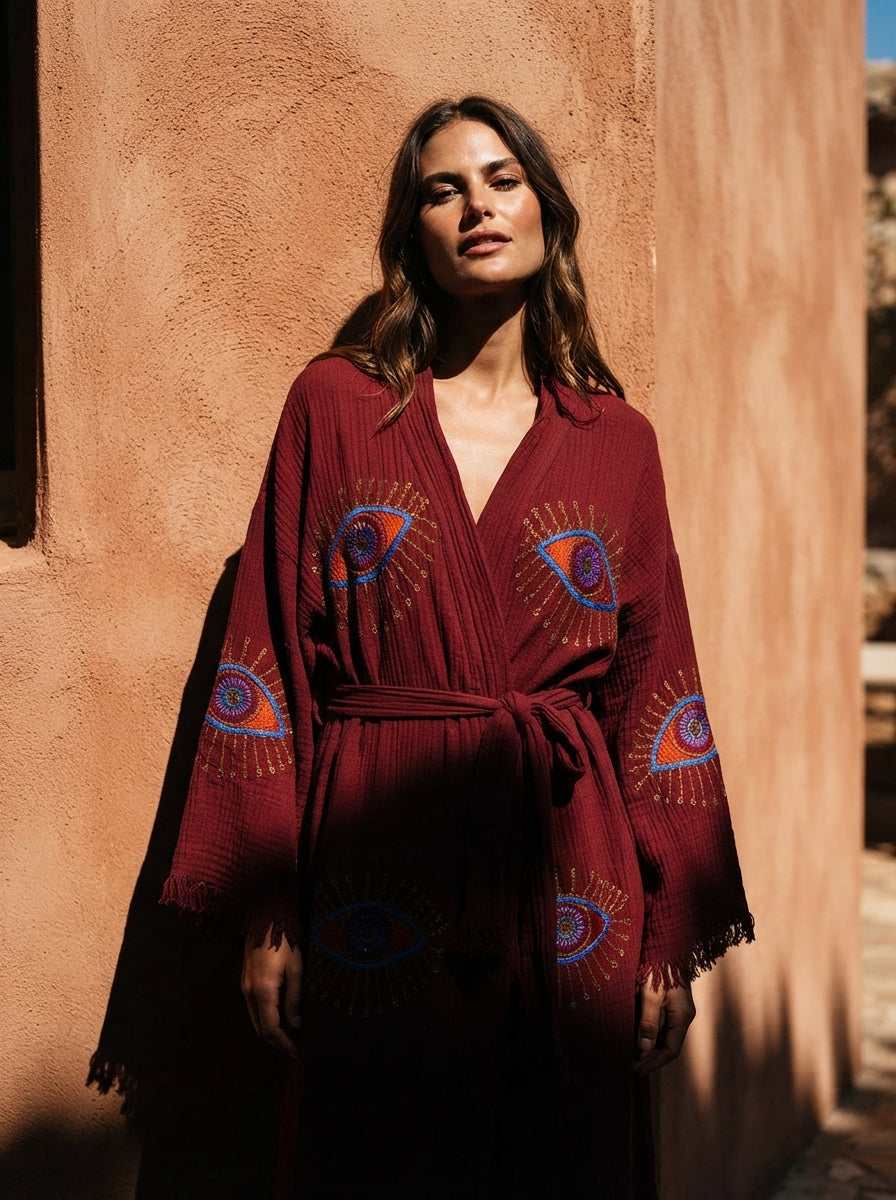 روب كيمونو Burgundy VisionGuard