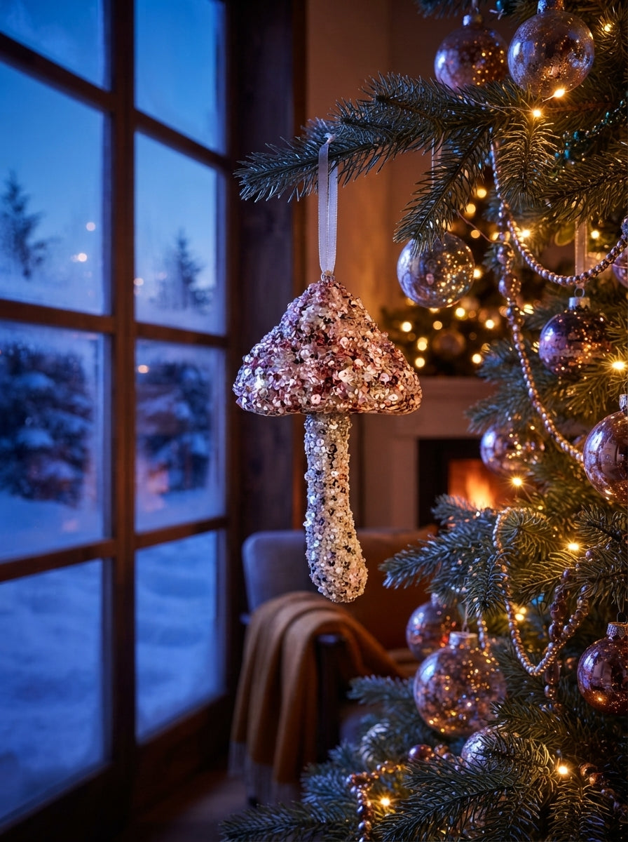 Crystal Forest Mushroom Kristal İşlemeli Yılbaşı Ağaç Süsü