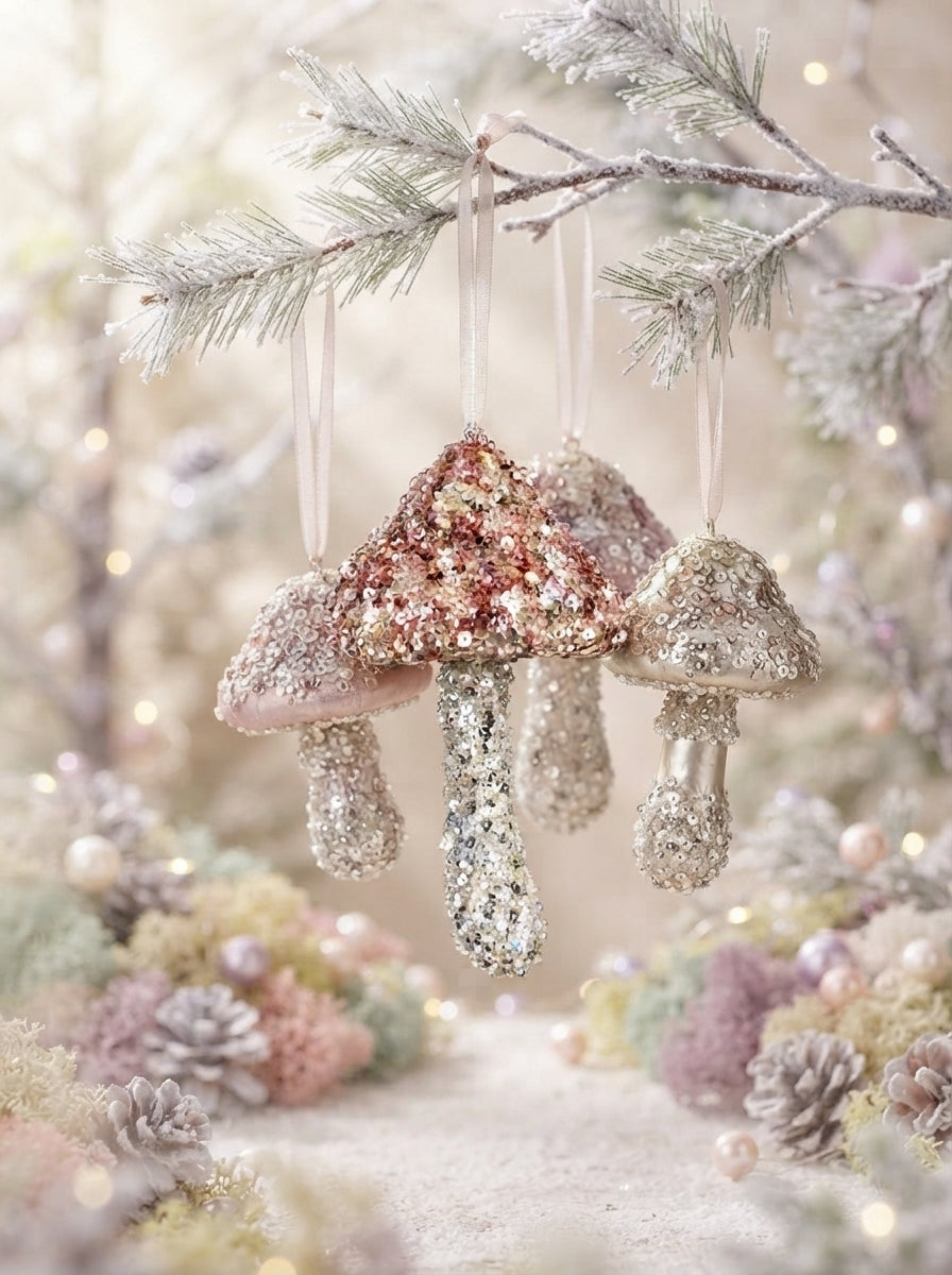 Crystal Forest Mushroom Kristal İşlemeli Yılbaşı Ağaç Süsü