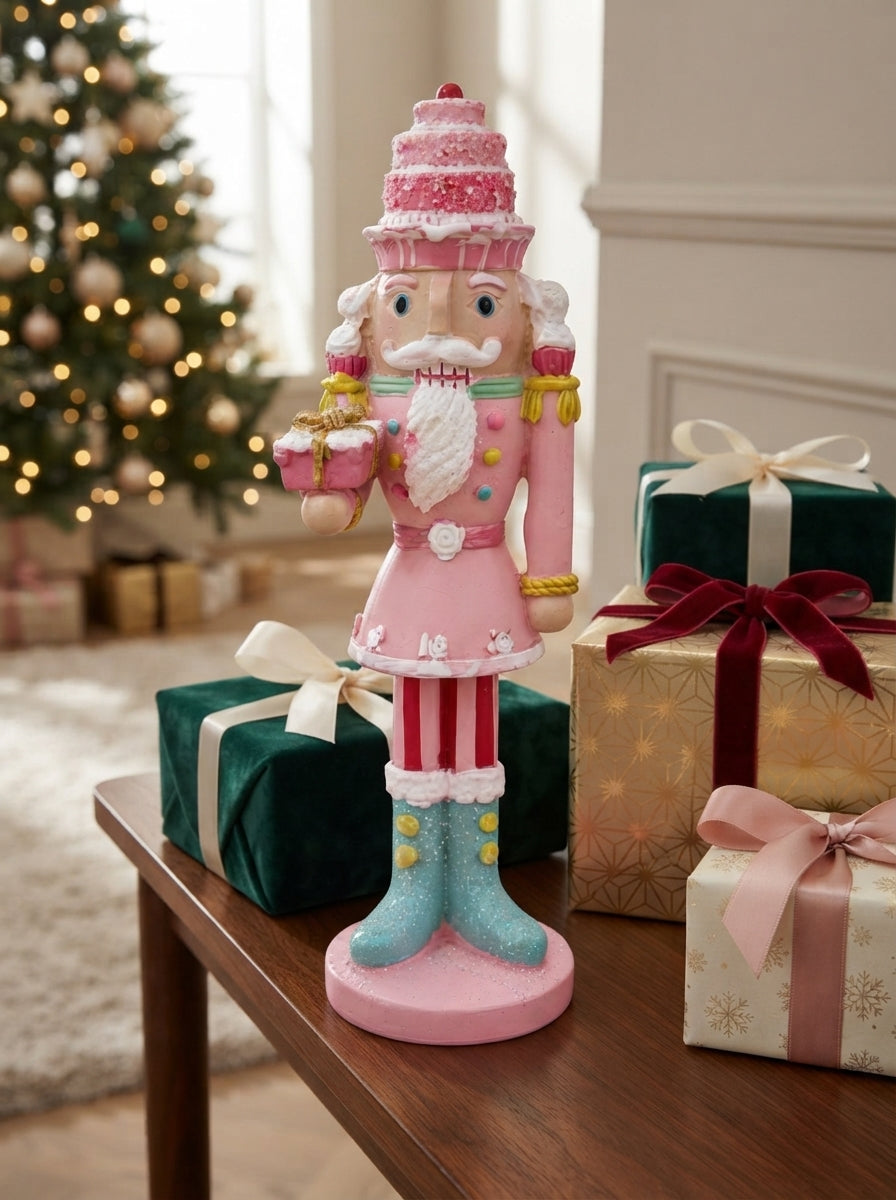 Pink Candy Nutcracker Dekoratif Fındıkkıran Figür - 18 CM