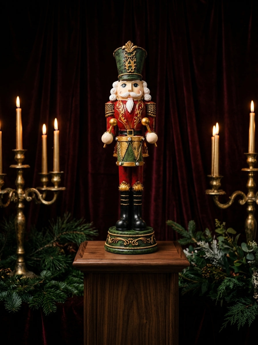 Royal Nutcracker Drummer Kırmızı Üniformalı Dekoratif Fındıkkıran – 34 CM
