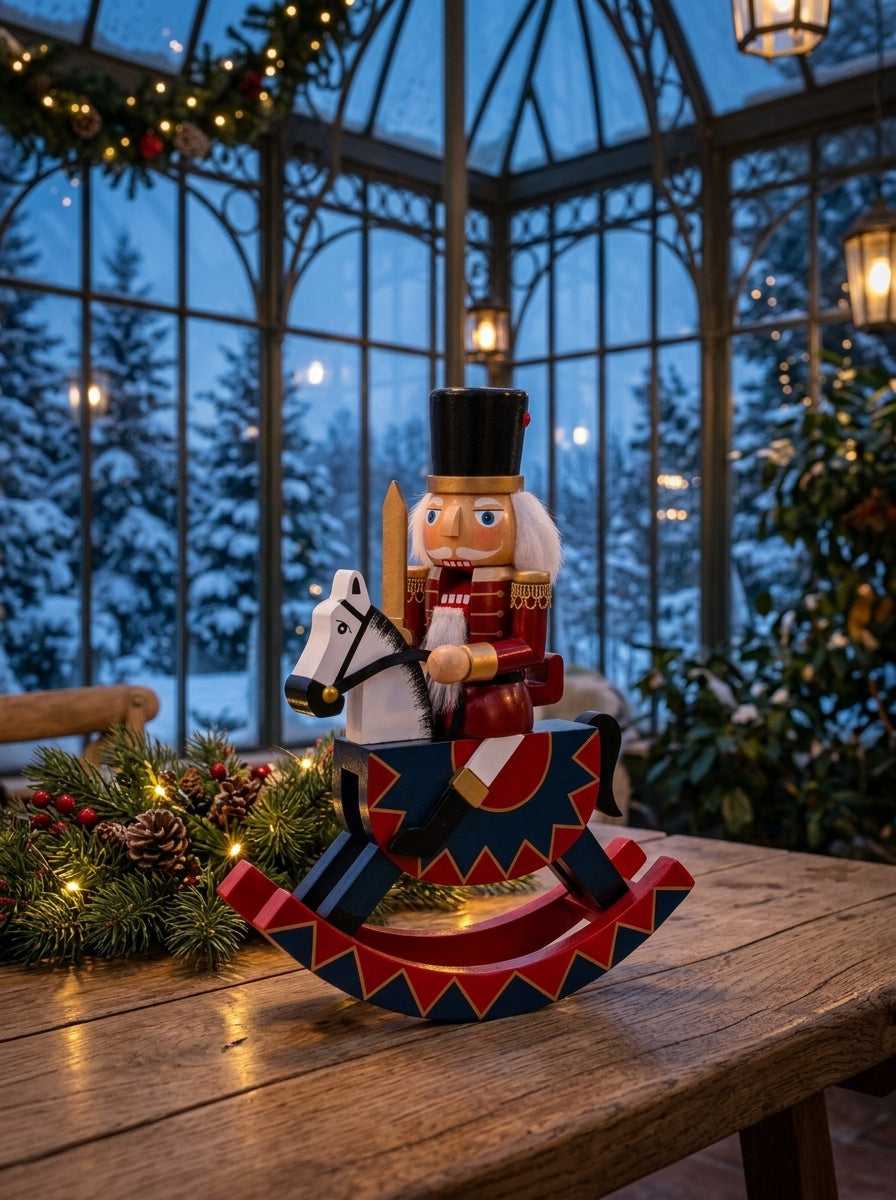 Royal Rider Nutcracker on Rocking Horse Christmas Ornament – 25 CM x 30 CM