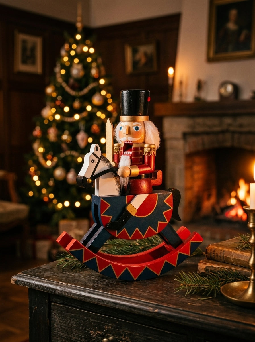 Royal Rider Nutcracker on Rocking Horse Christmas Ornament – 25 CM x 30 CM