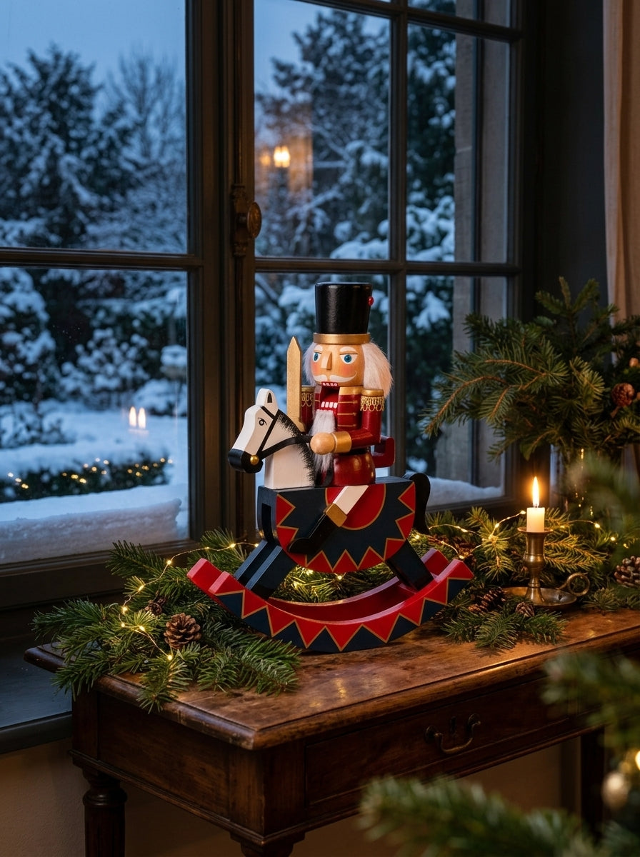 Royal Rider Nutcracker on Rocking Horse Christmas Ornament – 25 CM x 30 CM