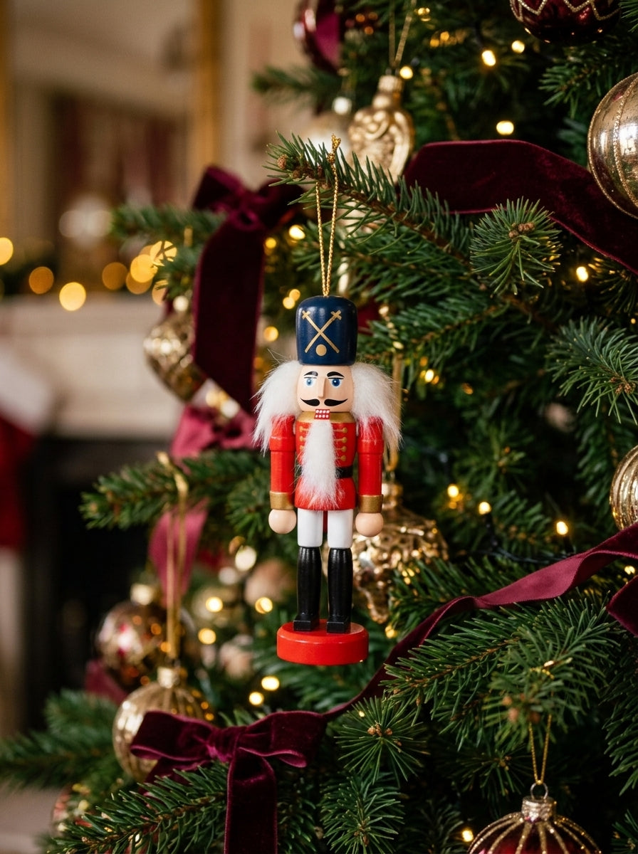 Royal Navy Nutcracker Guard – Lacivert Şapkalı Fındıkkıran Asker Yılbaşı Ağacı Süsü - 12 CM