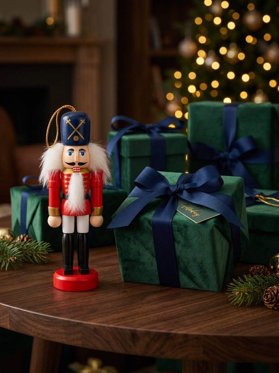 Royal Navy Nutcracker Guard – Lacivert Şapkalı Fındıkkıran Asker Yılbaşı Ağacı Süsü - 12 CM
