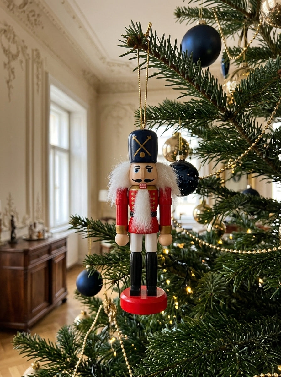 Royal Navy Nutcracker Guard – Lacivert Şapkalı Fındıkkıran Asker Yılbaşı Ağacı Süsü - 12 CM