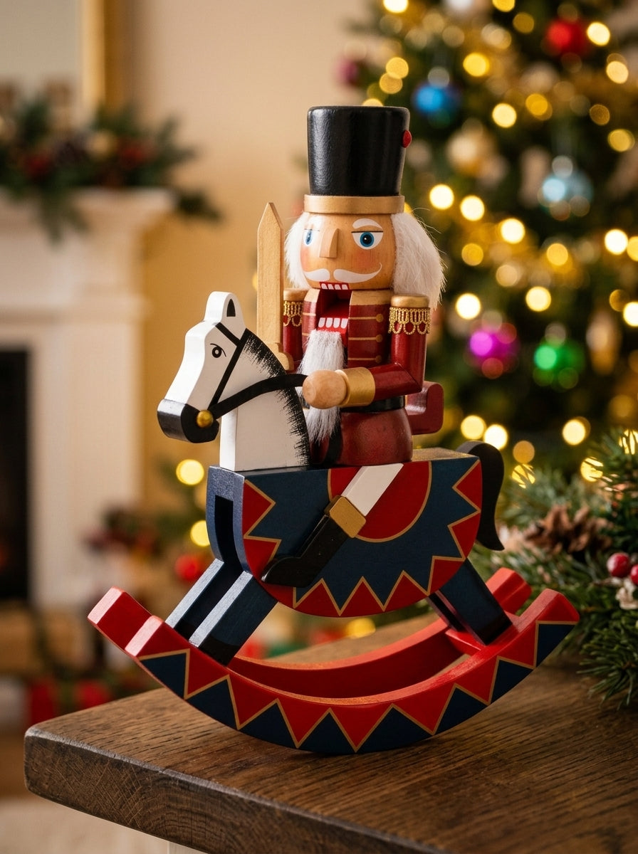 Royal Rider Nutcracker on Rocking Horse Christmas Ornament – 25 CM x 30 CM