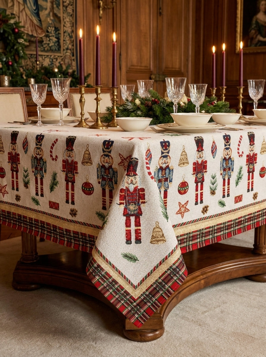 Christmas Nutcracker Tapestry Kare Yılbaşı Masa Örtüsü